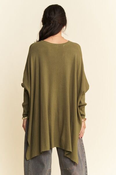 Davi & Dani High - Low Side Slit Batwing Sleeve Top | Tops | 2