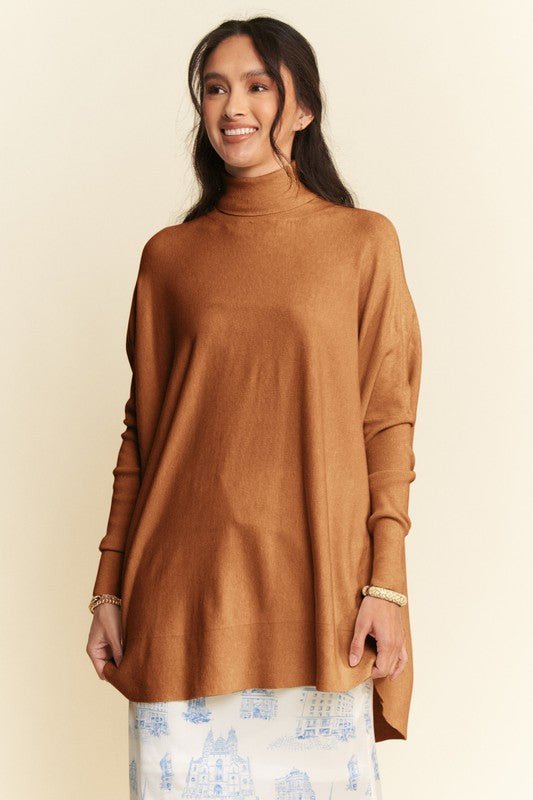 Davi & Dani High - Low Turtleneck Long Sleeve Knit Top | Tops | 4