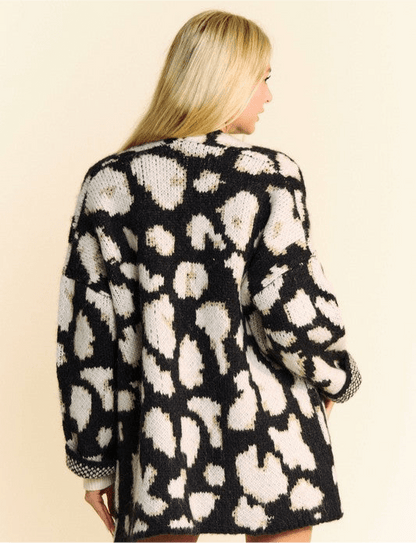 Davi & Dani Leopard Open Front Long Sleeve Cardigan | Cardigans | 7