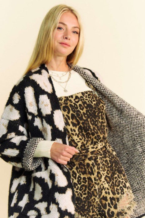 Davi & Dani Leopard Open Front Long Sleeve Cardigan | Cardigans | 4