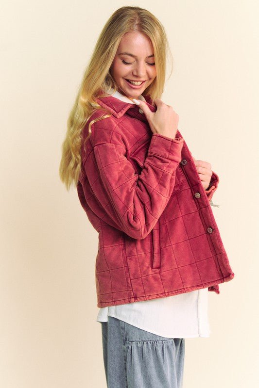 Davi & Dani Quilted Button Down Shacket with Chest Pockets | Jackets | 3