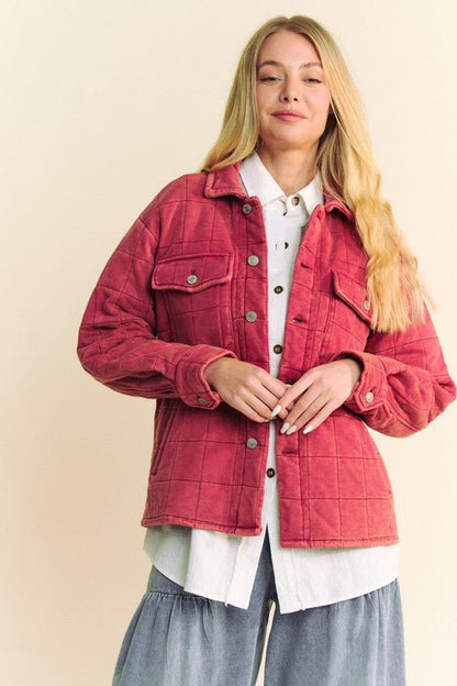 Davi & Dani Quilted Button Down Shacket with Chest Pockets | Jackets | 4