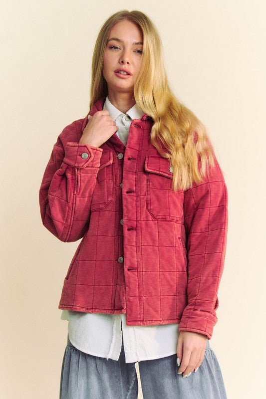 Davi & Dani Quilted Button Down Shacket with Chest Pockets | Jackets | 1