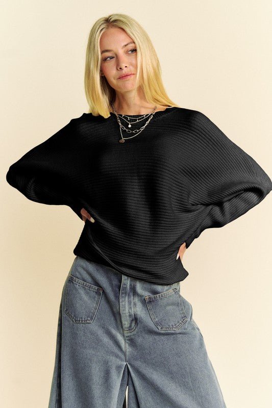 Davi & Dani Round Neck Batwing Sleeve Sweater | Sweaters | 4