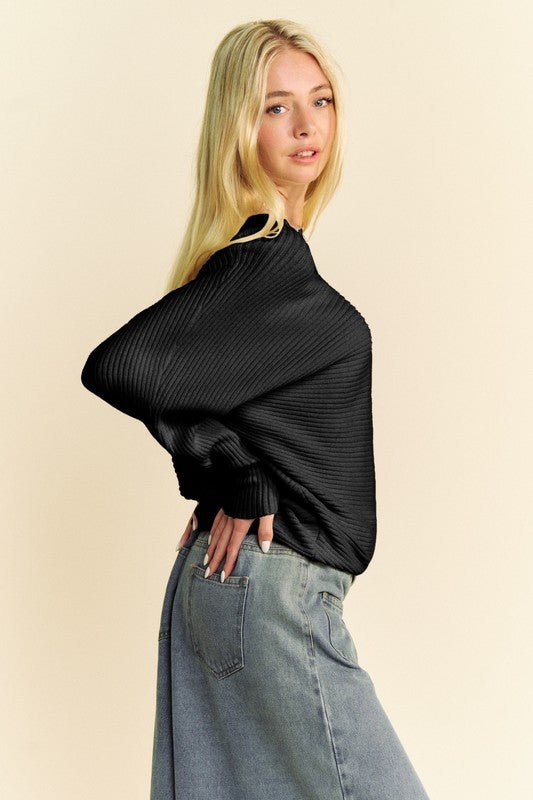 Davi & Dani Round Neck Batwing Sleeve Sweater | Sweaters | 2