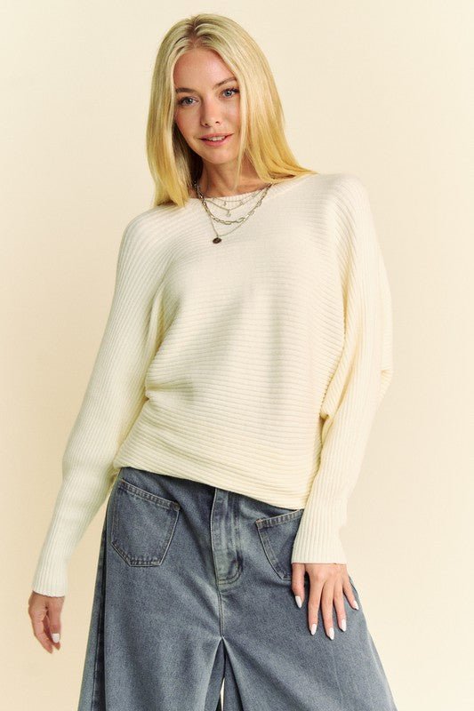 Davi & Dani Round Neck Batwing Sleeve Sweater | Sweaters | 4