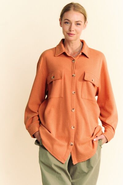 Davi & Dani Waffle - Knit Button Down Shirt | Tops | 1