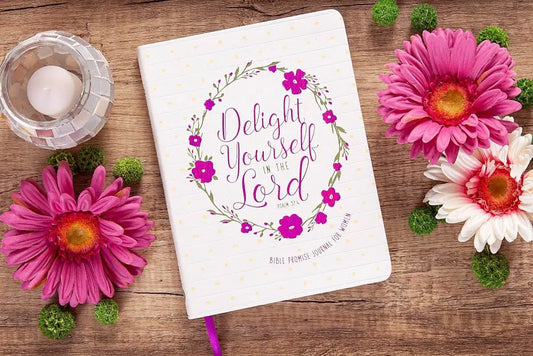 Delight Yourself in the Lord Faux Leather Journal - Journals floral-themed journal
