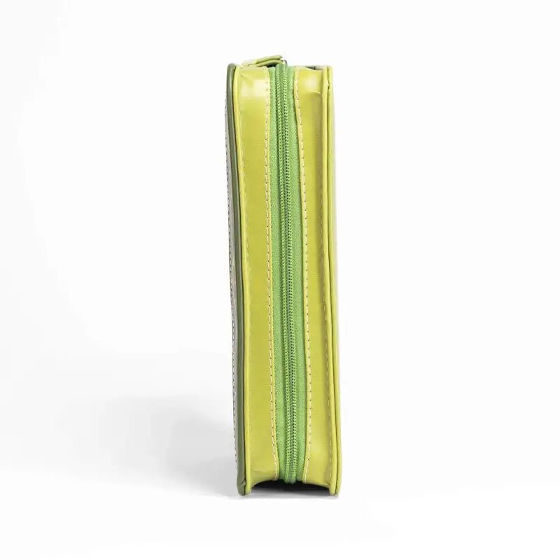 Divine Details: Green & Gold Palm Frond Bible Cover - Large (7’’ x 10’’ x 2’’) - Bible Covers lime green zippered case