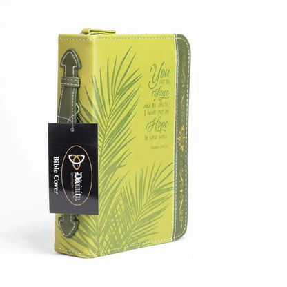 Divine Details: Green & Gold Palm Frond Bible Cover - Large (7’’ x 10’’ x 2’’) - Bible Covers green bible cover palm