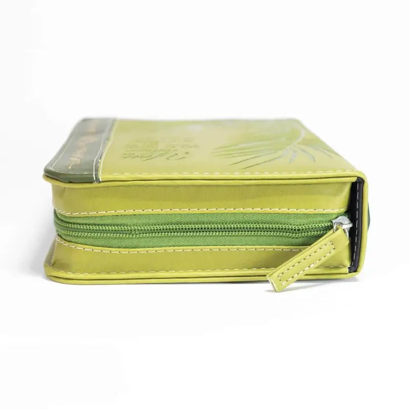 Divine Details: Green & Gold Palm Frond Bible Cover - Large (7’’ x 10’’ x 2’’) - Bible Covers green zippered case