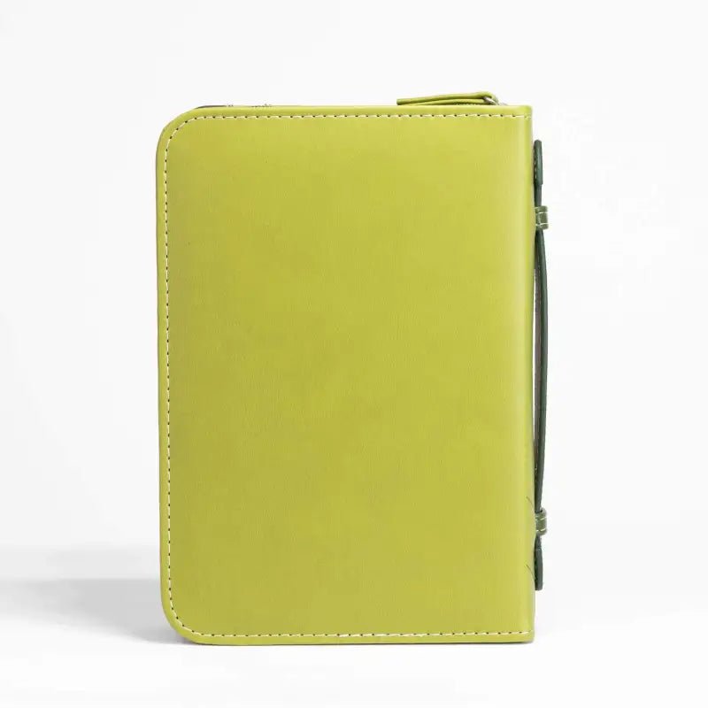 Divine Details: Green & Gold Palm Frond Bible Cover - Large (7’’ x 10’’ x 2’’) - Bible Covers chartreuse zippered