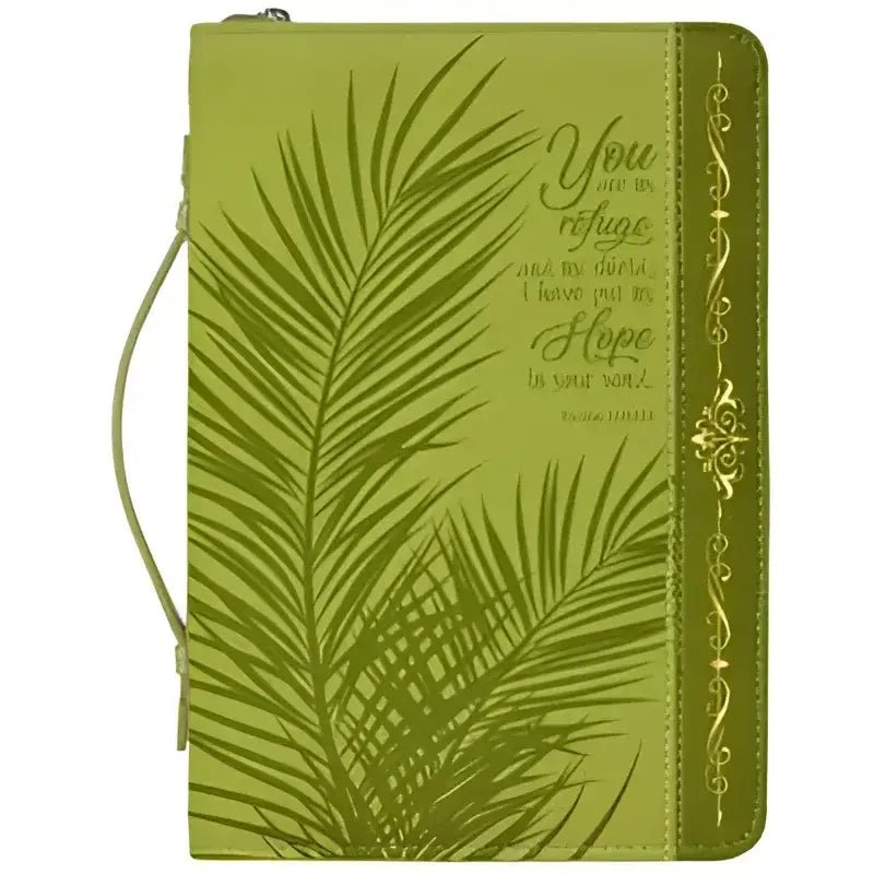 Divine Details: Green & Gold Palm Frond Bible Cover - Large (7’’ x 10’’ x 2’’) - Bible Covers green bible cover palm
