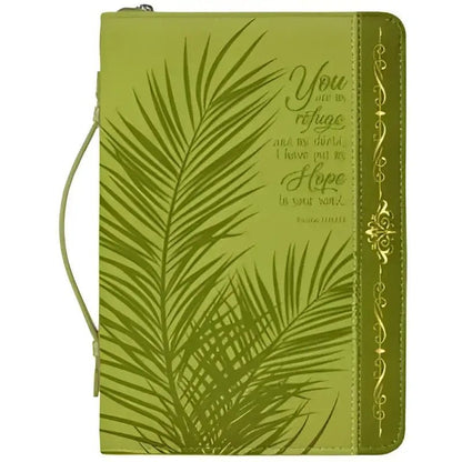 Divine Details: Green & Gold Palm Frond Bible Cover - Large (7’’ x 10’’ x 2’’) - Bible Covers green bible cover palm