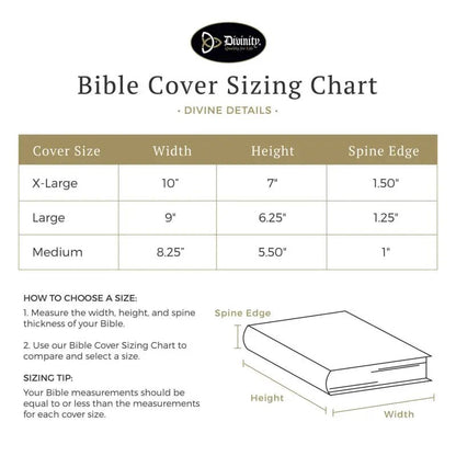 Divine Details: Green & Gold Palm Frond Bible Cover - Large (7’’ x 10’’ x 2’’) - Bible Covers bible cover chart