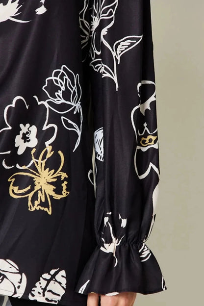 Double Take Full Size Printed Flounce Sleeve Blouse | Tops | 4