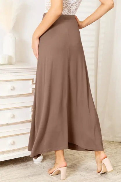 Double Take Full Size Soft Rayon Drawstring Waist Maxi Skirt - Skirts
