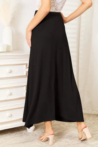 Double Take Full Size Soft Rayon Drawstring Waist Maxi Skirt - Skirts