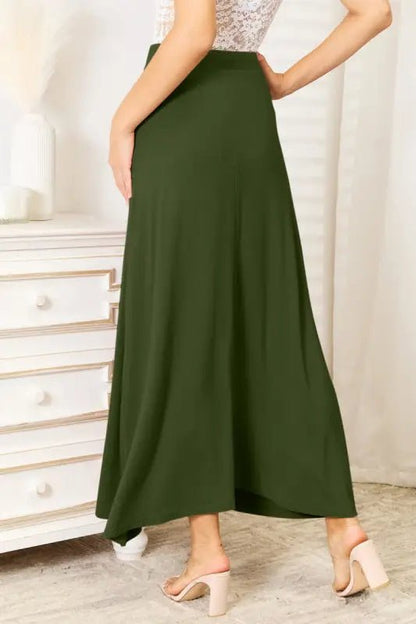 Double Take Full Size Soft Rayon Drawstring Waist Maxi Skirt - Skirts