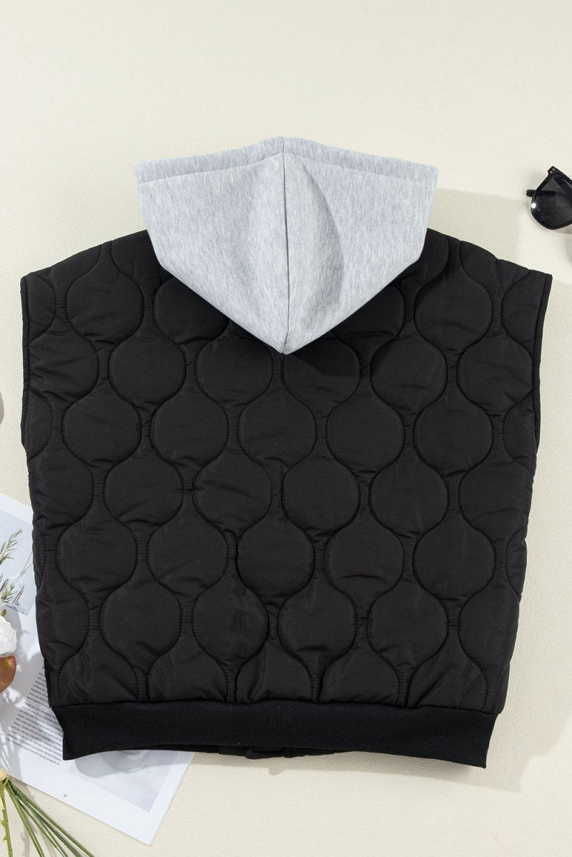 Drawstring Zip Up Hooded Vest Coat | Vests | 10