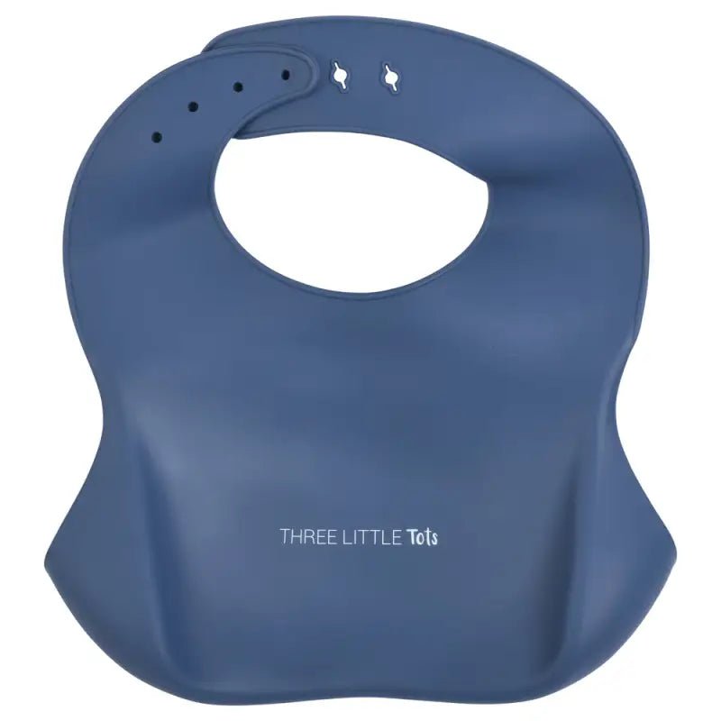 Dusty Blue Silicone Bib by Three Little Tots - Baby Bibs
