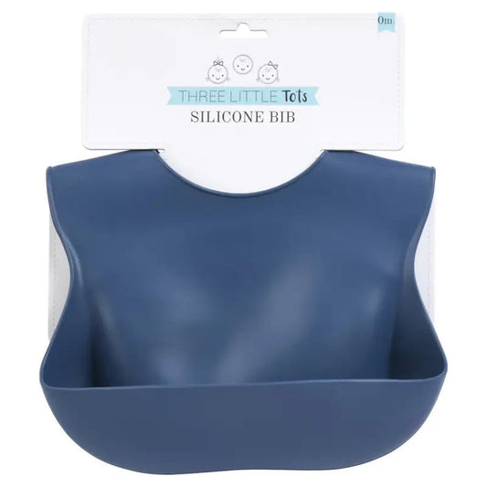 Dusty Blue Silicone Bib by Three Little Tots - Baby Bibs