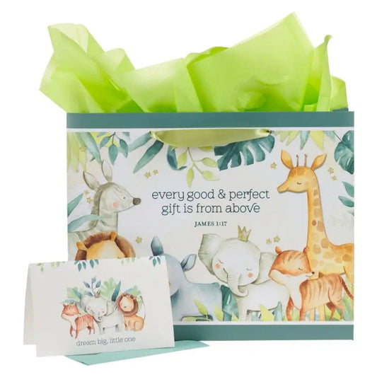 Every Good and Perfect Gift Forest Animals Large Landscape Gift Bag with Card Set - James 1:17 - Gift Bags