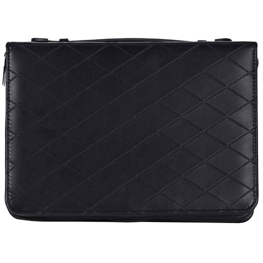 Extra Large Black Quilted Bible Cover – “Amazing Love” Romans 5:8 with Handle | Bible Covers | 2