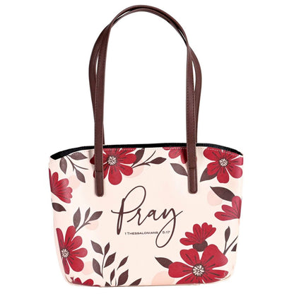 Extra Large Floral “Pray” Bible Cover with Cross Zipper Pull | Bible Covers | 1