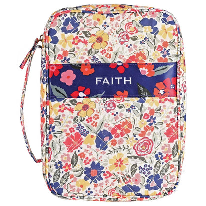 Extra Large Quilted Floral “Faith” Bible Cover with Front Pocket | Bible Covers | 1