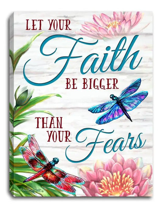 Faith Dragonflies 8x6 Lighted Tabletop Canvas - Shelf & Wall Art inspirational dragonfly wall art