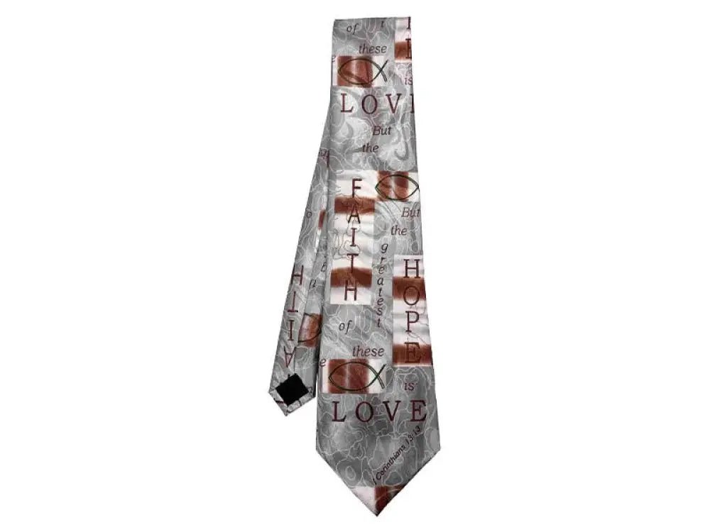 Faith Hope Love Polyester Tie - Neckties gray tie love faith hope