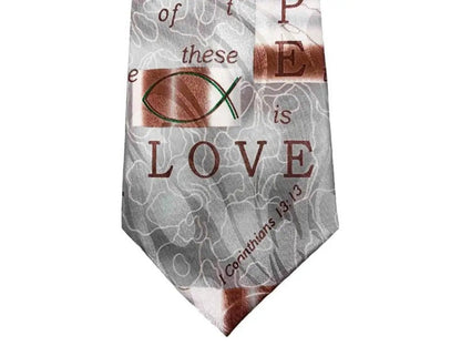 Faith Hope Love Polyester Tie - Neckties patterned necktie christian imagery