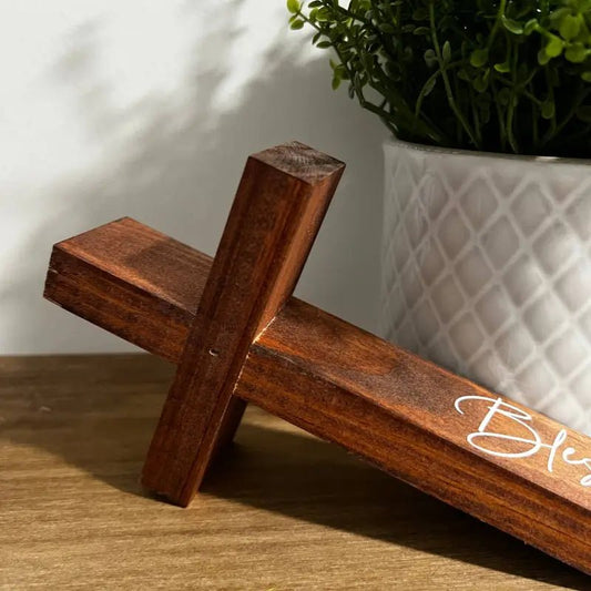 Faith-Inspired “Blessed” Wooden Cross – Brown Decor - Large / Brown - Wooden Crosses wooden christian cross