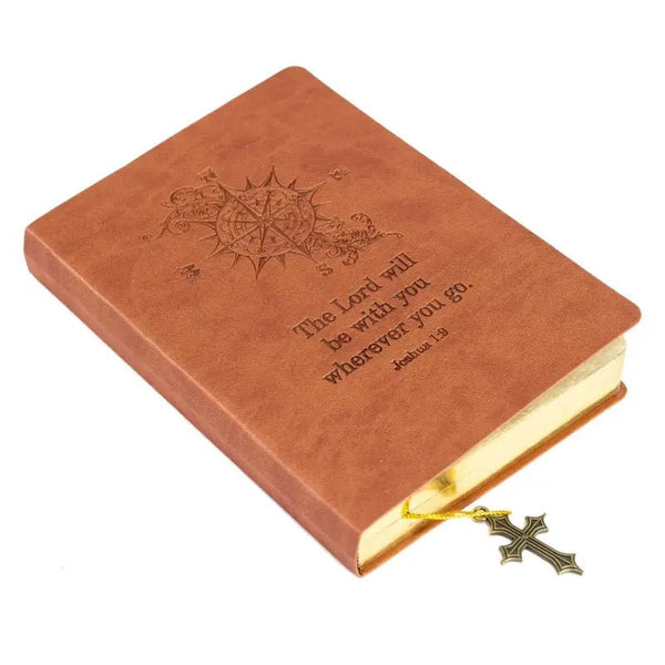 Faux Leather Brown Compass Journal - Journals brown leather-bound journal compass cross