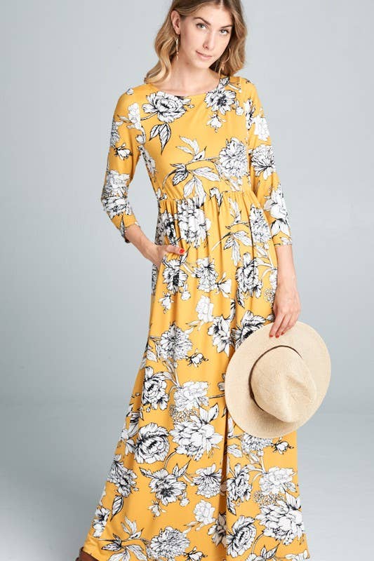 Floral Long Sleeved Maxi Dress | Dresses | 1