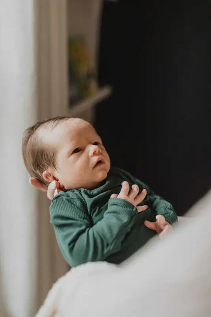 Forest Green Knotted Newborn Baby Gown by Three Little Tots - Unisex Onesies