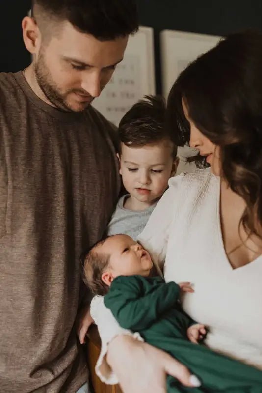 Forest Green Knotted Newborn Baby Gown by Three Little Tots - Unisex Onesies