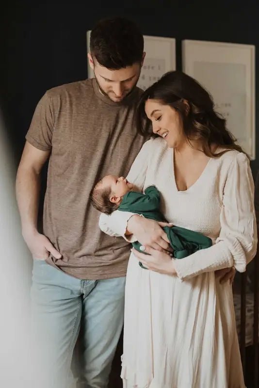 Forest Green Knotted Newborn Baby Gown by Three Little Tots - Unisex Onesies