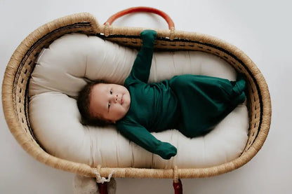 Forest Green Knotted Newborn Baby Gown by Three Little Tots - Unisex Onesies