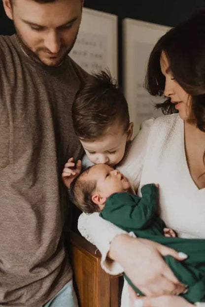 Forest Green Knotted Newborn Baby Gown by Three Little Tots - Unisex Onesies