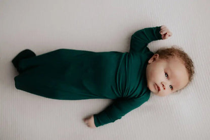 Forest Green Knotted Newborn Baby Gown by Three Little Tots - Unisex Onesies
