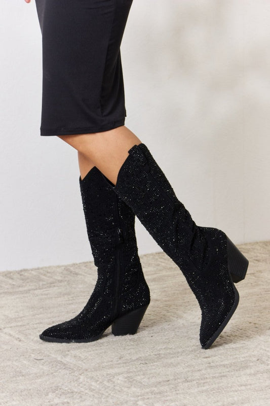 Forever Link Rhinestone Knee High Cowboy Boots | Boots | 1