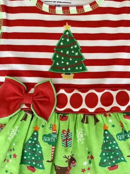 Girls Christmas Holiday Dress & Polka Dot Leggings