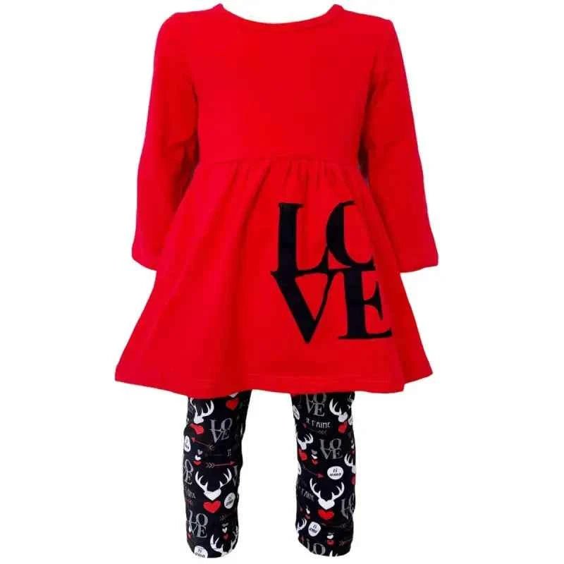 Girls Holiday Reindeer Hearts 3-Piece Outfit