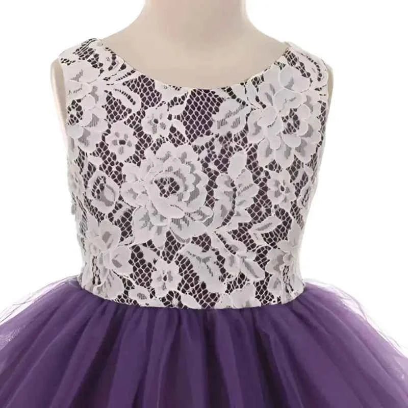 Girl's Purple Lace Illusion Dress