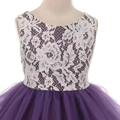 Girl's Purple Lace Illusion Dress