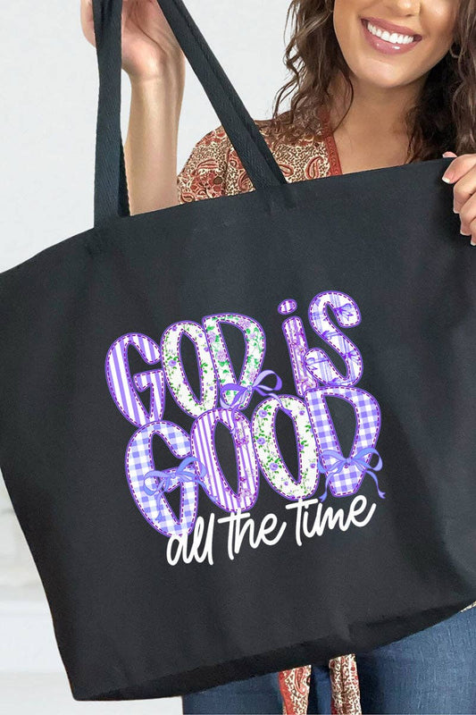“God Is Good All the Time” Canvas Jumbo Tote Bag | Bags | 1