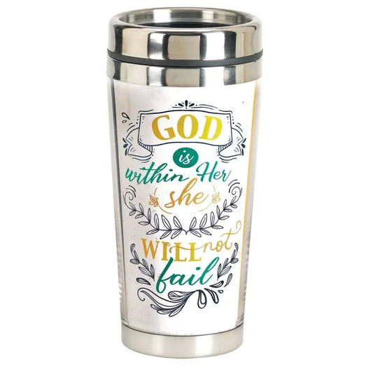 God Is Within Her Travel Mug - Polymer Mugs stainless steel travel mug