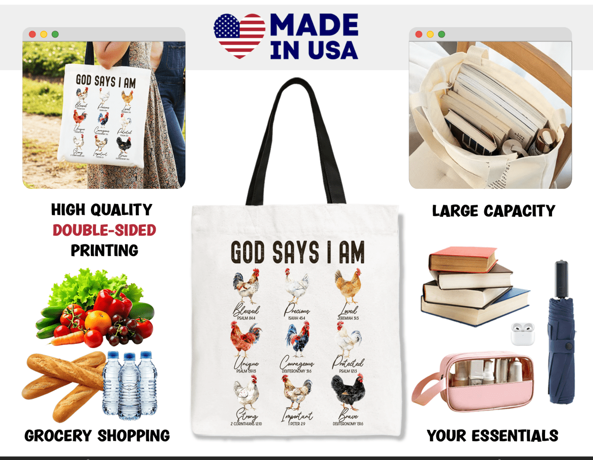 God Says I Am Christian Tote Bag | Bags | 7